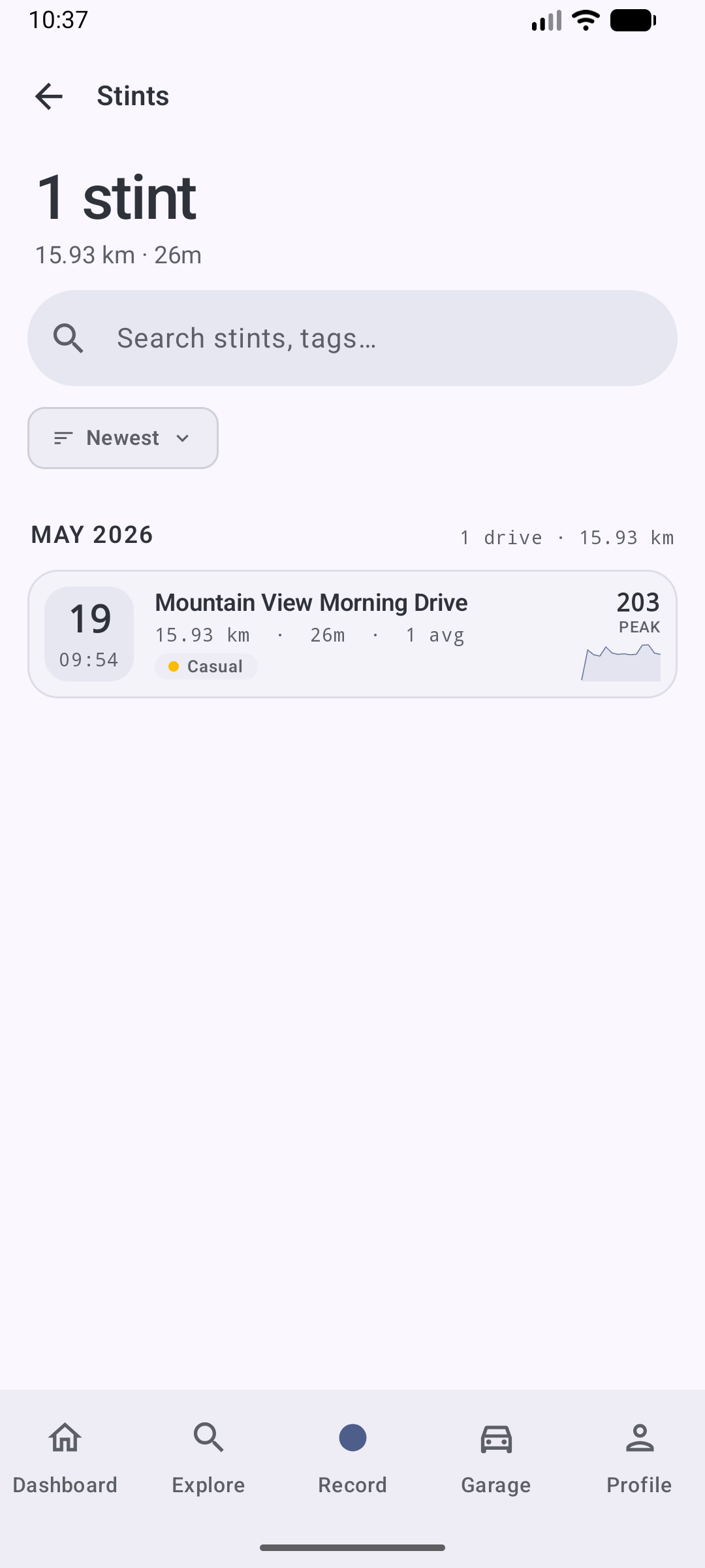 RallyTrax App Screenshot